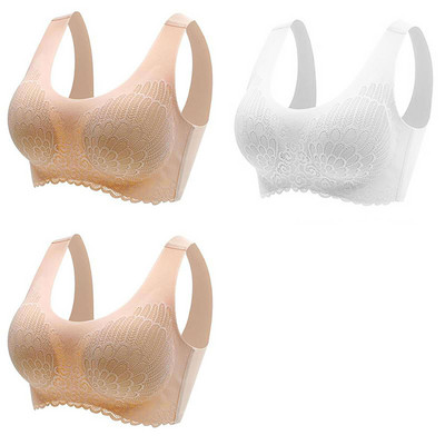 Vip Link 3pcs Plus 4XL grudnjak od lateksa Bešavni grudnjaci za žene donje rublje BH Push Up grudnjak s jastučićem i prslukom Gornji grudnjak