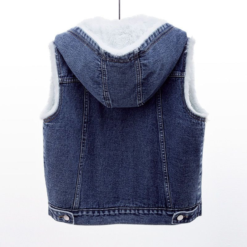 Nová jeseň/zima 2022, módna džínsová vesta, dámska vesta bez rukávov, dámska krátka hrubá džínsová vesta, dámske topy