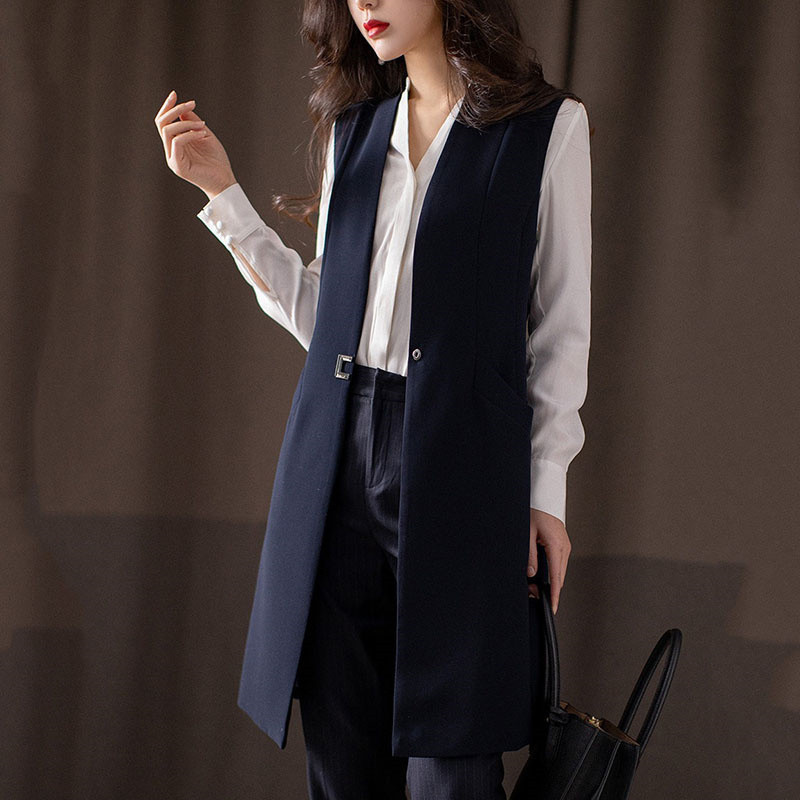 Moda primăvară toamnă office blazer vesta femei 2022 noua modă mijlociu-lung subțire fără mâneci vestă femeie vest jachetă femeie