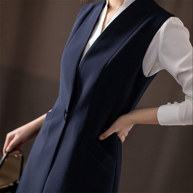 Moda primăvară toamnă office blazer vesta femei 2022 noua modă mijlociu-lung subțire fără mâneci vestă femeie vest jachetă femeie
