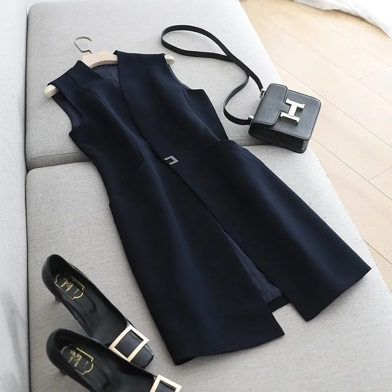 Moda primăvară toamnă office blazer vesta femei 2022 noua modă mijlociu-lung subțire fără mâneci vestă femeie vest jachetă femeie