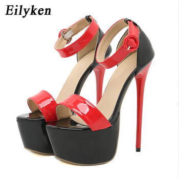 Eilyken Street Style Λουστρίνι Γυναικεία σανδάλια Πλατφόρμα Μόδα Ανοιχτή Πόρπη Πόρπη Στιλέτο Παπούτσια με τακούνια