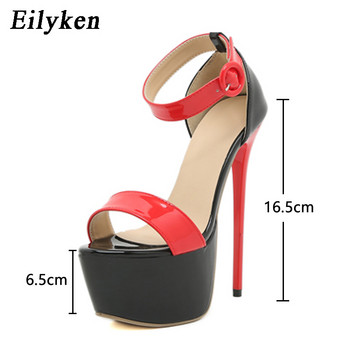 Eilyken Street Style Λουστρίνι Γυναικεία σανδάλια Πλατφόρμα Μόδα Ανοιχτή Πόρπη Πόρπη Στιλέτο Παπούτσια με τακούνια