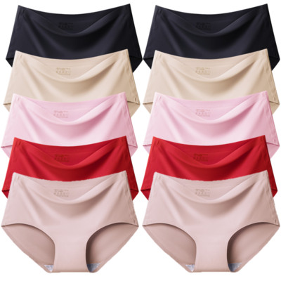 TrowBridge 10PCS/Set Ženske gaćice Jednobojno bešavno donje rublje Plus Veličina Udobne gaćice Svileno satensko donje rublje Zdravlje Donje gaće