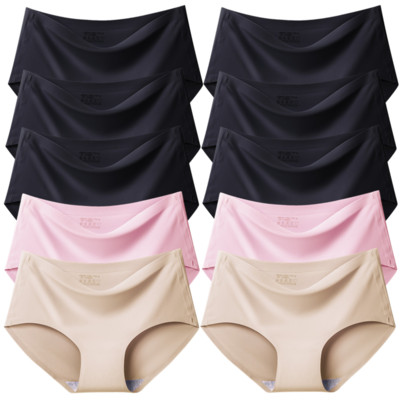 TrowBridge 10PCS/Set Ženske gaćice Jednobojno bešavno donje rublje Plus Veličina Udobne gaćice Svileno satensko donje rublje Zdravlje Donje gaće