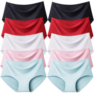 TrowBridge 10PCS/Set Ženske gaćice Jednobojno bešavno donje rublje Plus Veličina Udobne gaćice Svileno satensko donje rublje Zdravlje Donje gaće