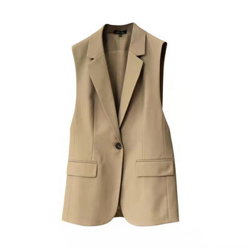 Моден пролетен есенен офис блейзър, жилетка, дамска нова тънка жилетка с отложна яка с едно копче, женско яке без ръкави, дамско