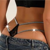 2023. gada трусы женские Seksīgas siksnas, dubultas plānas jostas sieviešu apakšbikses ar augstu vidukli, mežģīņu caurspīdīga apakšveļa