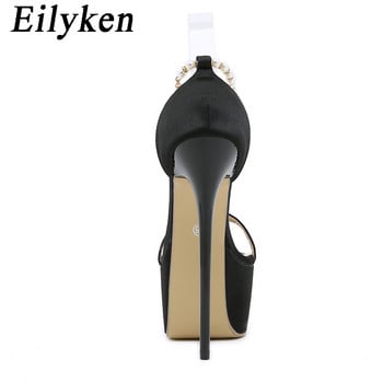 Eilyken 2024 Ултра високи токчета Платформени дамски сандали Секси клубни модни низове с мъниста и катарама с каишка Парти обувки за танци на пилон