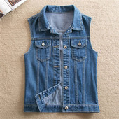 Νέο 2023 Γυναικείο Γιλέκο Ανοιξιάτικο καλοκαιρινό γιλέκο Μεγάλο μέγεθος Γυναικείο τζιν τζιν μπλούζες για γυναικεία ρούχα Γυναικείο αμάνικο παλτό 6XL