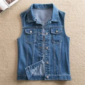 Νέο 2023 Γυναικείο Γιλέκο Ανοιξιάτικο καλοκαιρινό γιλέκο Μεγάλο μέγεθος Γυναικείο τζιν τζιν μπλούζες για γυναικεία ρούχα Γυναικείο αμάνικο παλτό 6XL