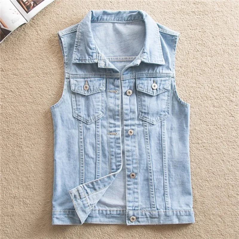 Νέο 2023 Γυναικείο Γιλέκο Ανοιξιάτικο καλοκαιρινό γιλέκο Μεγάλο μέγεθος Γυναικείο τζιν τζιν μπλούζες για γυναικεία ρούχα Γυναικείο αμάνικο παλτό 6XL