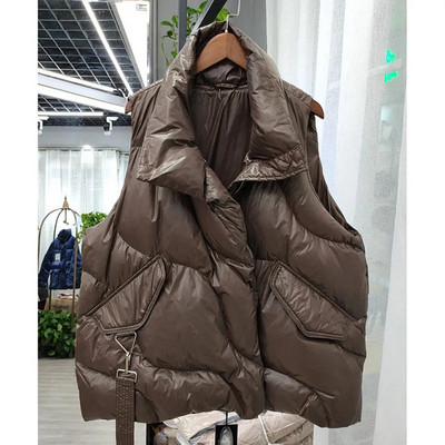 Nauja žieminė negabaritinė pūkinė medvilninė liemenė Moteriški paltai Moteriška liemenė su kišenėmis Rudeninė striukė Laisvi Parkas Viršutiniai be rankovių