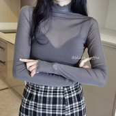 Proljetno-jesenska ženska seksi prozirna mrežasta bluza Ženska prozirna elegantna košulja dugih rukava Modne ženske majice