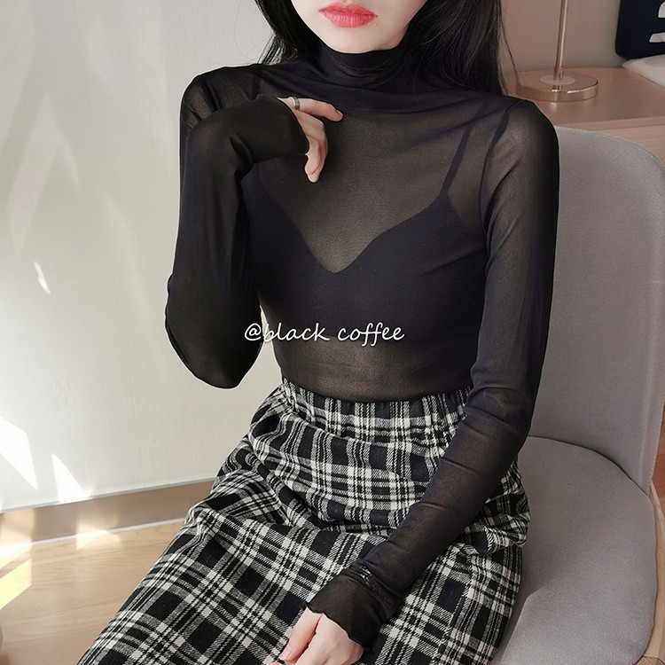 Proljetno-jesenska ženska seksi prozirna mrežasta bluza Ženska prozirna elegantna košulja dugih rukava Modne ženske majice