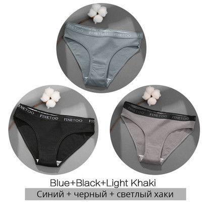 FINETOO moteriškos medvilninės kelnaitės Moteriškos kelnaitės Seksualios moteriškos apatinės kelnaitės Vienspalvės kelnaitės Intymūs moteriški apatiniai M-2XL 3vnt./komplektas