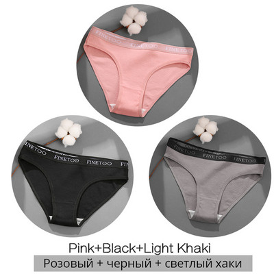 FINETOO moteriškos medvilninės kelnaitės Moteriškos kelnaitės Seksualios moteriškos apatinės kelnaitės Vienspalvės kelnaitės Intymūs moteriški apatiniai M-2XL 3vnt./komplektas