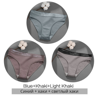 FINETOO moteriškos medvilninės kelnaitės Moteriškos kelnaitės Seksualios moteriškos apatinės kelnaitės Vienspalvės kelnaitės Intymūs moteriški apatiniai M-2XL 3vnt./komplektas