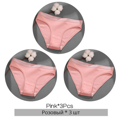 FINETOO moteriškos medvilninės kelnaitės Moteriškos kelnaitės Seksualios moteriškos apatinės kelnaitės Vienspalvės kelnaitės Intymūs moteriški apatiniai M-2XL 3vnt./komplektas