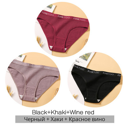 FINETOO moteriškos medvilninės kelnaitės Moteriškos kelnaitės Seksualios moteriškos apatinės kelnaitės Vienspalvės kelnaitės Intymūs moteriški apatiniai M-2XL 3vnt./komplektas