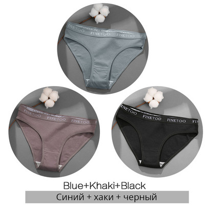 FINETOO moteriškos medvilninės kelnaitės Moteriškos kelnaitės Seksualios moteriškos apatinės kelnaitės Vienspalvės kelnaitės Intymūs moteriški apatiniai M-2XL 3vnt./komplektas