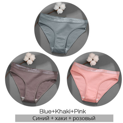 FINETOO moteriškos medvilninės kelnaitės Moteriškos kelnaitės Seksualios moteriškos apatinės kelnaitės Vienspalvės kelnaitės Intymūs moteriški apatiniai M-2XL 3vnt./komplektas
