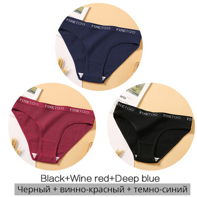 FINETOO moteriškos medvilninės kelnaitės Moteriškos kelnaitės Seksualios moteriškos apatinės kelnaitės Vienspalvės kelnaitės Intymūs moteriški apatiniai M-2XL 3vnt./komplektas