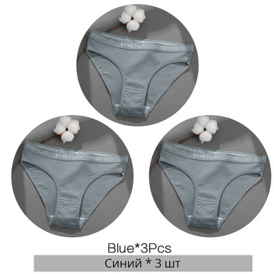 FINETOO moteriškos medvilninės kelnaitės Moteriškos kelnaitės Seksualios moteriškos apatinės kelnaitės Vienspalvės kelnaitės Intymūs moteriški apatiniai M-2XL 3vnt./komplektas