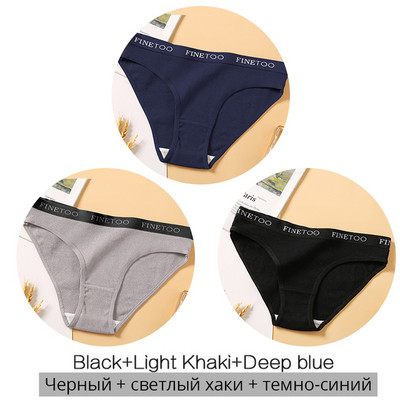 FINETOO moteriškos medvilninės kelnaitės Moteriškos kelnaitės Seksualios moteriškos apatinės kelnaitės Vienspalvės kelnaitės Intymūs moteriški apatiniai M-2XL 3vnt./komplektas