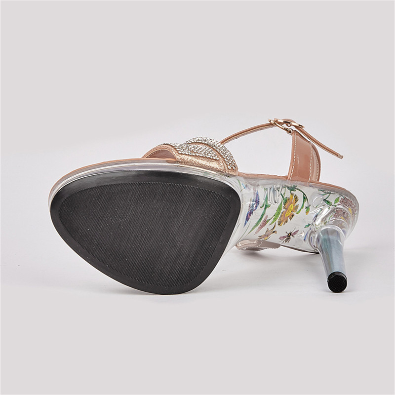 Eilyken atviros sagties dirželis, moteriški 2023 m. vasaros krištolo platformos ploni aukštakulniai seksualūs moteriški batai