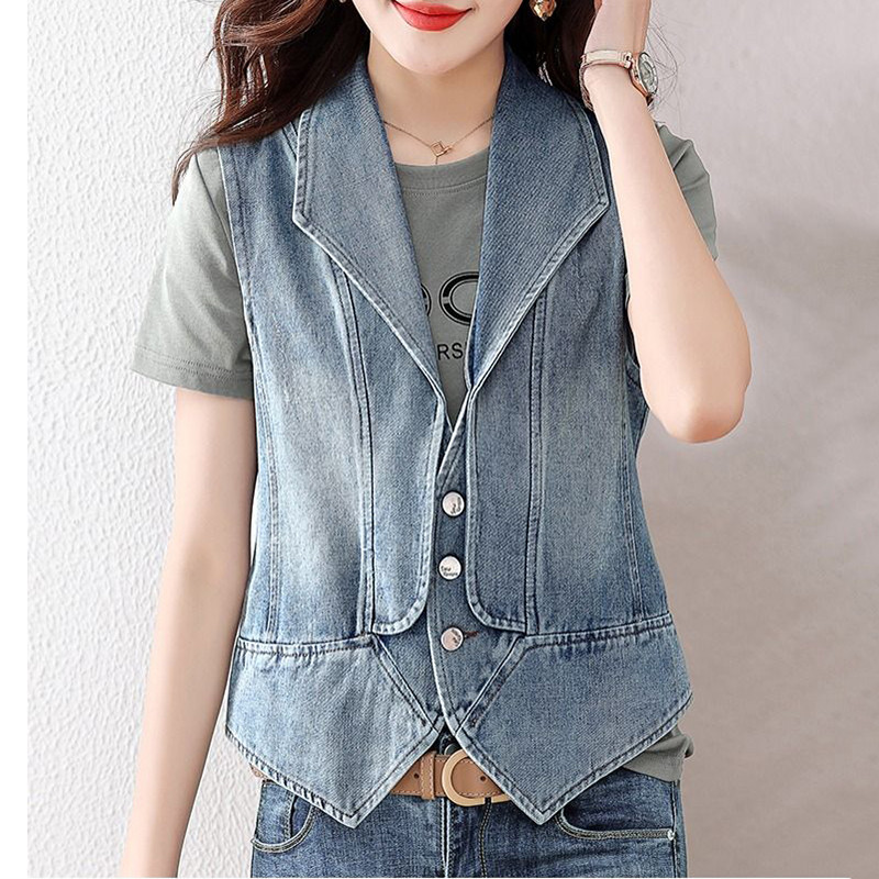 2023 m. nauja džinsinė liemenė, moteriška pavasario rudens senoviniai džinsai trumpa striukė, moteriška laisvalaikio liemenė, kaubojų paltai, moteriški viršutiniai drabužiai