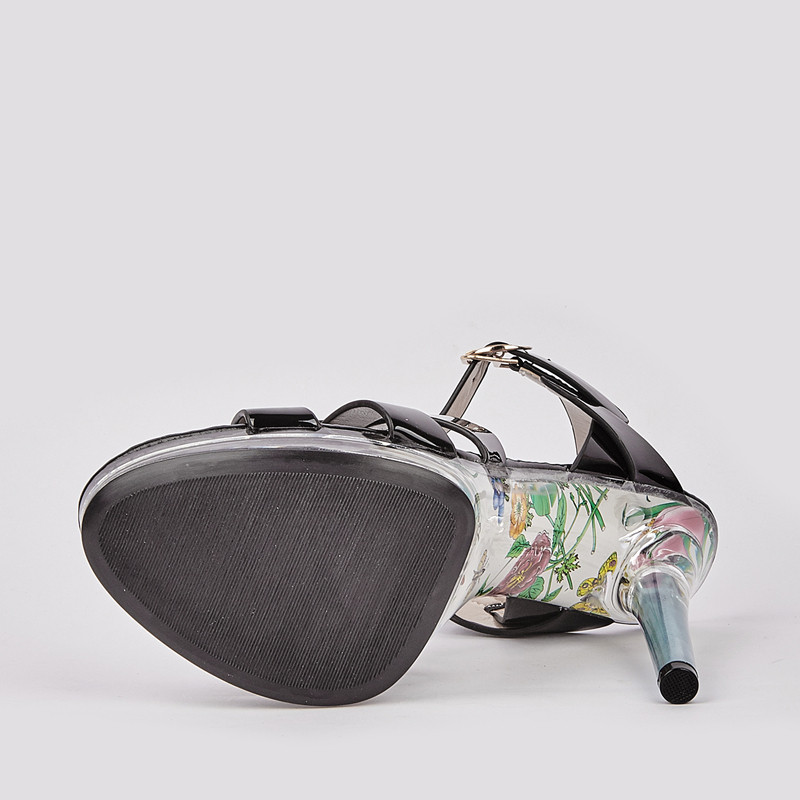 Eilyken Sexy Crystal Rhinestones dirželis prie kulkšnies sagties Moteriški sandalai Vasariniai atviri pirštai Vestuviniai Skaidrūs stileto aukštakulniai batai