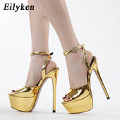 Eilyken, auriu, argintiu, sexy, sandale cu platformă cu vârf deschis, tocuri subțiri, pentru rochie de petrecere de nuntă de vară, pantofi de dans la pol