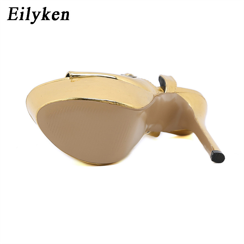 Eilyken, auriu, argintiu, sexy, sandale cu platformă cu vârf deschis, tocuri subțiri, pentru rochie de petrecere de nuntă de vară, pantofi de dans la pol