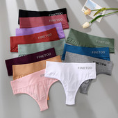 Chiloți noi pentru femei Lenjerie de corp din bumbac FINETOO Tanga sexy pentru femei Chiloți fără cusături Chiloți simpli pentru fete cu talie înaltă M-2XL