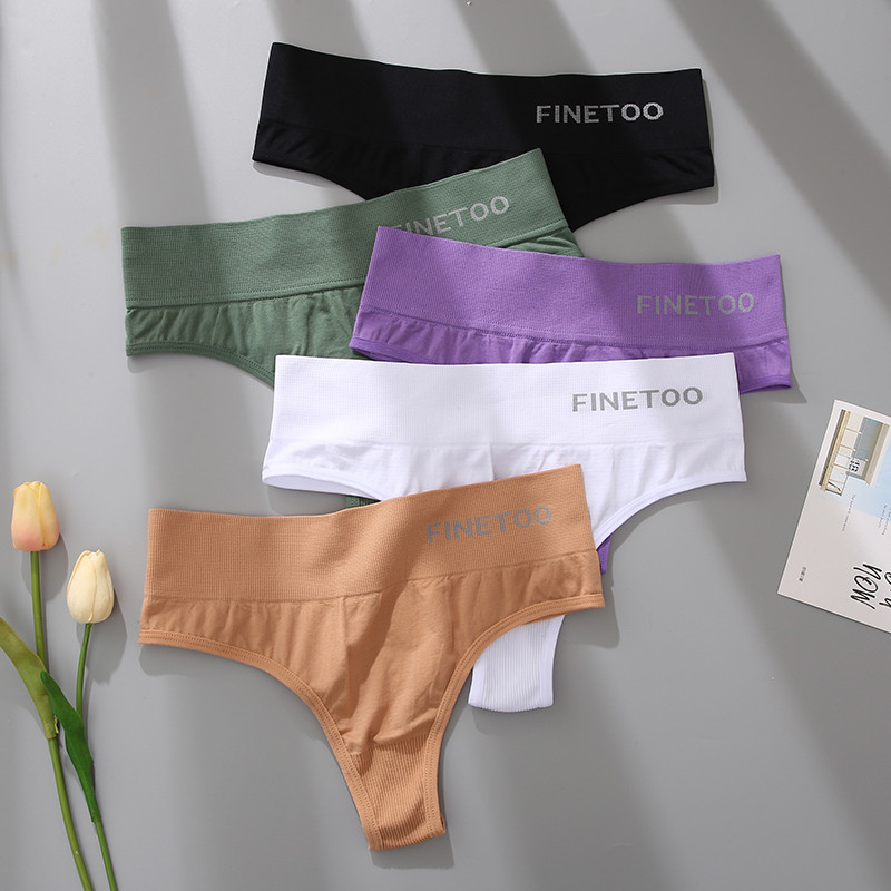 Nové dámske nohavičky z bavlnenej spodnej bielizne FINETOO, veľká veľkosť, sexy tangá, dámske bezšvové nohavičky, jednoduché, s vysokým pásom, dievčenské tangá, veľkosť M-2XL