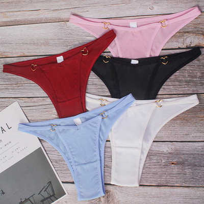 Дамско секси бельо Прашки G-string Бельо Гащички Дамски слипове с ниска талия Сърце Метална катарама Дамски слипове
