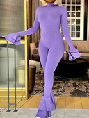 Novi jednobojni, slojeviti, široki rukavi, trendi ulični kombinezon visokog struka, seksi, uske, otvorenih leđa, ženske klupske hlače za izlaske, ležerne