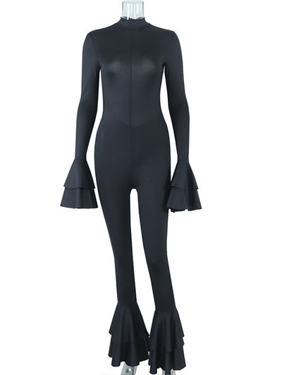 Novi jednobojni, slojeviti, široki rukavi, trendi ulični kombinezon visokog struka, seksi, uske, otvorenih leđa, ženske klupske hlače za izlaske, ležerne