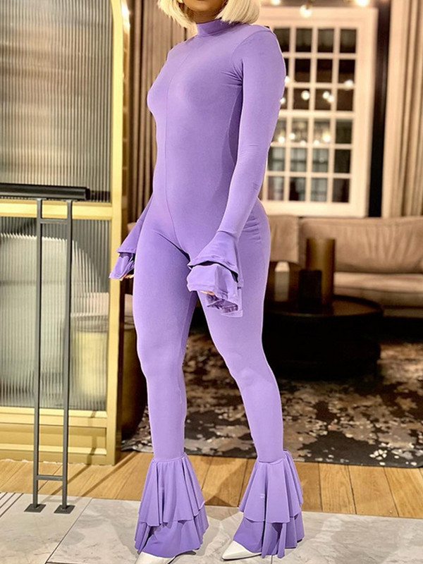 Novi jednobojni, slojeviti, široki rukavi, trendi ulični kombinezon visokog struka, seksi, uske, otvorenih leđa, ženske klupske hlače za izlaske, ležerne