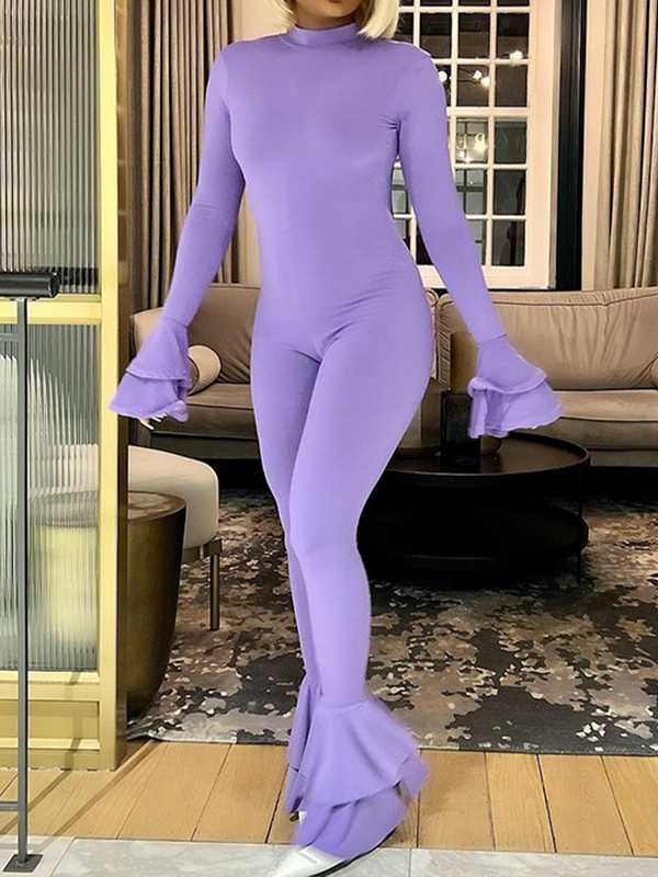 Novi jednobojni, slojeviti, široki rukavi, trendi ulični kombinezon visokog struka, seksi, uske, otvorenih leđa, ženske klupske hlače za izlaske, ležerne