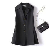 Crno odijelo Prsluk Žensko proljeće Jesen Korejski 2023. Nova moda Bez rukava Univerzalni sakoi Prsluk Ženska jakna Gornja odjeća
