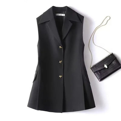 Crno odijelo Prsluk Žensko proljeće Jesen Korejski 2023. Nova moda Bez rukava Univerzalni sakoi Prsluk Ženska jakna Gornja odjeća