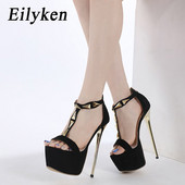 Eilyken 2023 Noua platformă de vară Peep Toe Sandale de femeie Sexy Stiletto Tocuri înalte Club de noapte Stripper Fermoar Pantofi Pompe