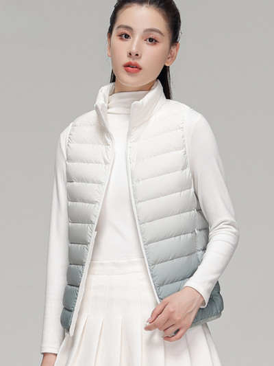 Moteriška gradiento lengva pūkinė striukė su stovinčia apykakle balta antis Aukštos kokybės elegantiška moteriška šilta žieminė liemenė Nemokamas pristatymas