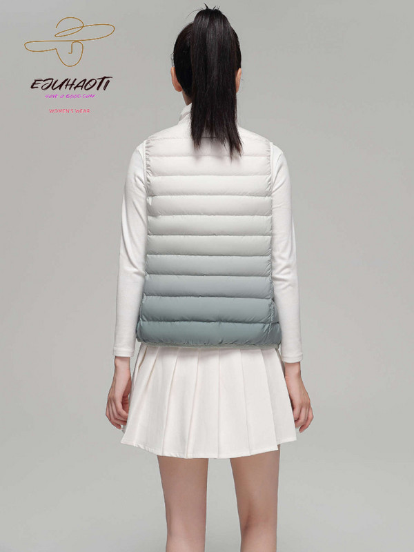 Moteriška gradiento lengva pūkinė striukė su stovinčia apykakle balta antis Aukštos kokybės elegantiška moteriška šilta žieminė liemenė Nemokamas pristatymas