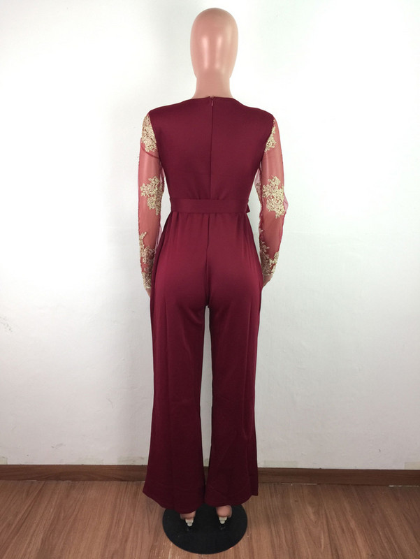 Laia säärega vabaaja kombinesoonid Seksikad naiste V-kaelusega pitsist Elegantsed sirged pidulikud kombinesoonid