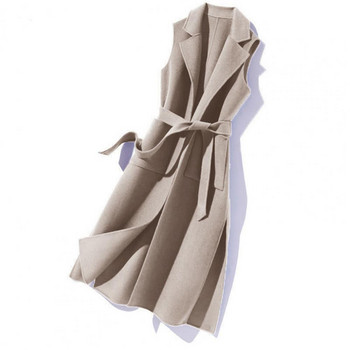 Γυναικείο φθινοπωρινό γιλέκο ανοιχτή ζώνη βελονιάς Θερμική εγκοπή γιακά Γυναικείο γιλέκο Χειμερινό παλτό για ραντεβού
