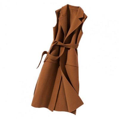 Moteriška rudeninė liemenė atviro dygsnio diržo terminė įpjova apykaklė Moteriška liemenė žieminis paltas pasimatymams