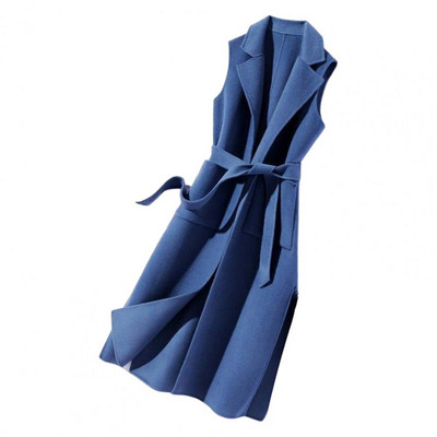 Moteriška rudeninė liemenė atviro dygsnio diržo terminė įpjova apykaklė Moteriška liemenė žieminis paltas pasimatymams